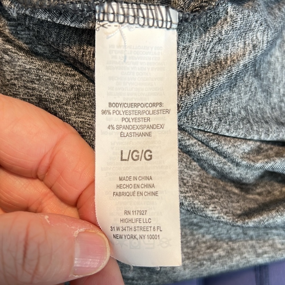 Black & grey marl long sleeved dryfit workout top Reebok large thumbholes - Picture 10 of 12